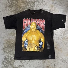 Vintage 90s Goldberg WCW WWF T Shirt Size LARGE Rap Tee Double Sided Wrestling