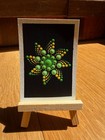 ACEO Original Dot Art Mandala Painting | Green| Yellow | Hand Painted Art Card — photo 1