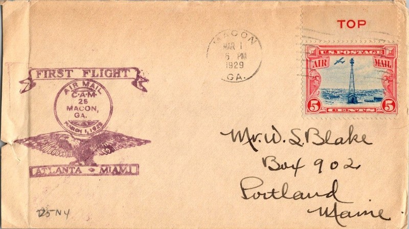Eastern Airlines First Flight Macon Georgia - Atlanta Georgia - 1929