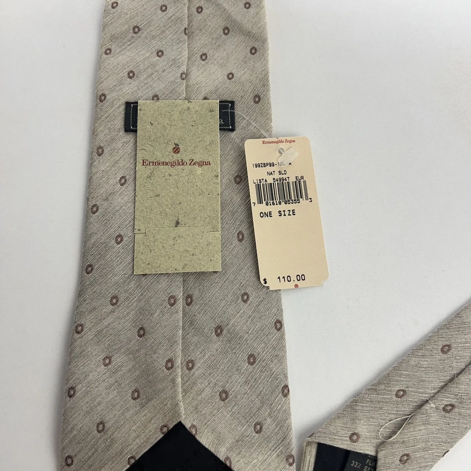 Gravata Ermenegildo Zegna masculina tamanho único seda padrão geométrico feita na Itália - Imagem 2 de 4