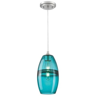 Westinghouse 63663 - 1 Light Mini Pendant Turquoise Glass Brushed Nickel Finish
