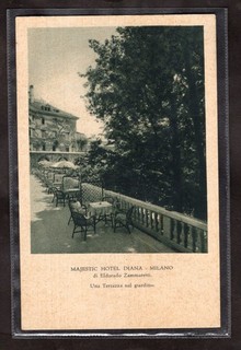 MAJESTIC HOTEL DIANA MILANO UNA TERRAZZA SUL GIARDINO CARTOLINA PRIMO 900 V77
