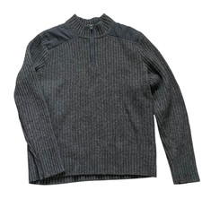 Eddie Bauer Mens Half-Zip Ribbed Pullover Sweater Gray XL Wool Blend