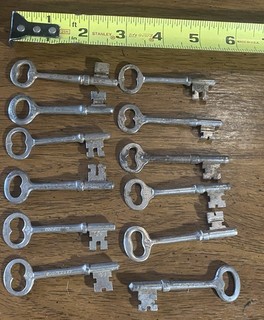 Lot of 12 Vintage Antique Skeleton Keys Mortise Locks Corbin Numbered Set