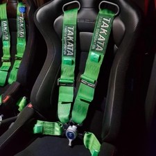 Takata Racing Seat Belt Harness 4 Point Snap-On 3" Cam lock Universal GREEN