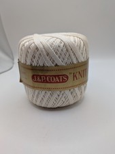 J  P Coats Knit Cro Sheen Boilfast Thread USA Mercerized Cotton White NOS