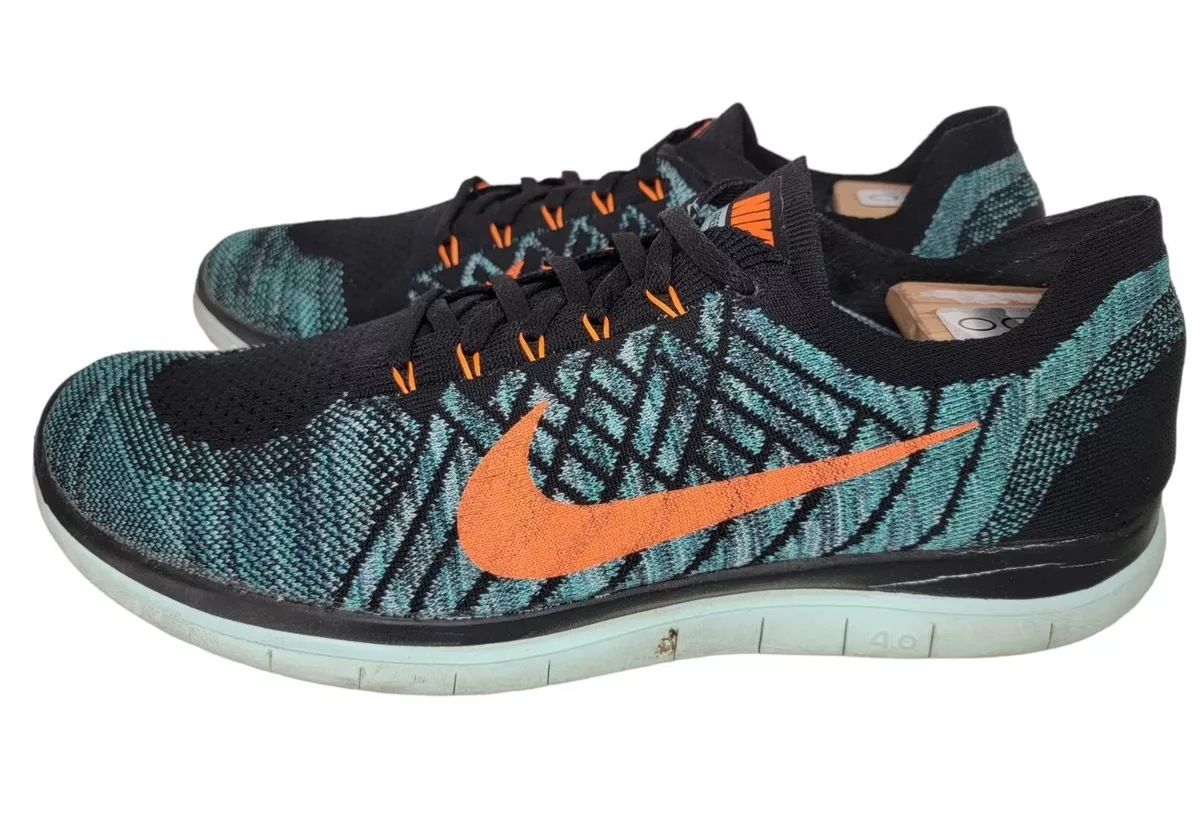 Nike Free 4.0 Flyknit Men s Size 12 Running Shoes Black Blue Orange