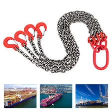 Lifting Chain Sling G80 Spreader 4-Leg with Grab Hooks Tagged 20 Ton 5/16 Inch