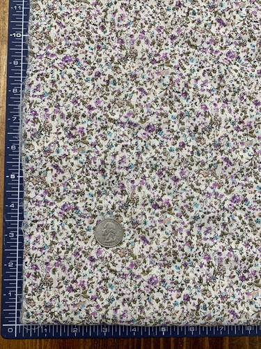 Vintage Pre-Quilted Fabric Dainty Tiny Floral Calico Marcus Bros Purple 4 Yards - Picture 3 of 10