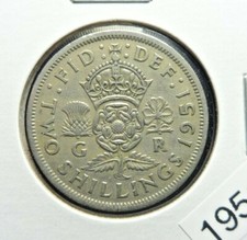 UK 1951   2 Shillings Florin * Tudor Rose *