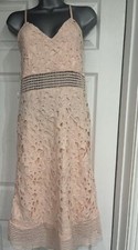 PINK LACE MIDI DRESS. Size UK 8. US 4.EUR 34. Adjustable Straps.BNWOT. BOOHOO