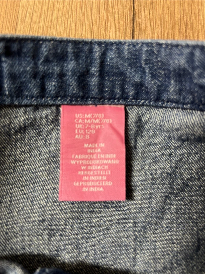 Girls Denim Skirt Size M 7-8 Cotton Snap Zipper Closure 13 Inches Long - Image 2 of 4