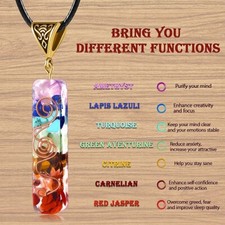 Chakra Necklace Orgone Healing Pendant Necklace Resin Rainbow Crystal Necklace