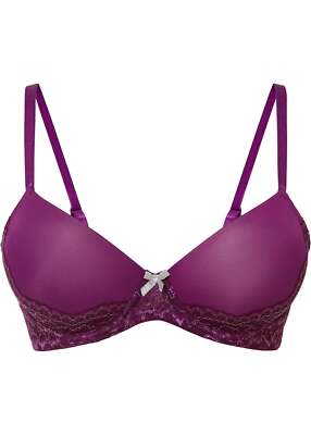 Neu Schalen-BH m Bügel Gr. 100 Cup F Veilchenlila Silber Unterwasche Bra Dessous