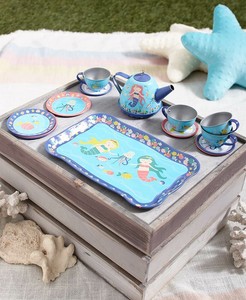 mermaid tin tea set