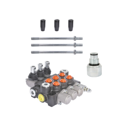 3 Spool Hydraulic Control Valve Double Acting 13 GPM 3600 PSI+Conversion Plug US
