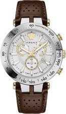 Versace VEJB00122 V-Race Bold Chrono white/silver gold brown Leather Men's Watch
