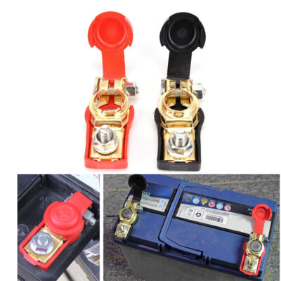 2pcs Terminal de batería Coche Vehículo Conector rápido Cable Abrazadera Clip