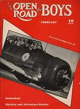 Open Road For Boys Magazine 1942 February Navy Training Plane/Basketball/Stories