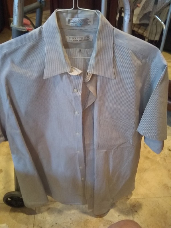 Van Heusen Additions 18 Half Sleeve 55% Cotton 45% Polyester Button-down Collar