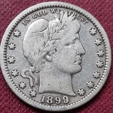 1899 Barber Quarter 25c Better Grade #77167