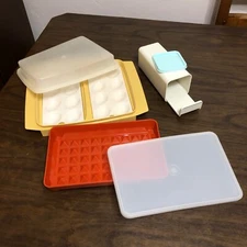 VINTAGE Tupperware MEAT KEEPER + CHEESE / BUTTER Keeper + DEVILED EGG CARRIER