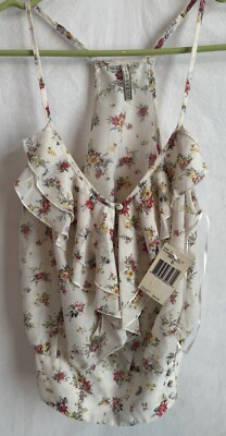 Guess Los Angeles Straps Multicolor Floral Blouse Woman s Size Small New $54