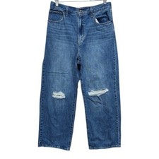Levi's Womens High Waist Wide Straight Leg Distressed Denim Jeans Size 30