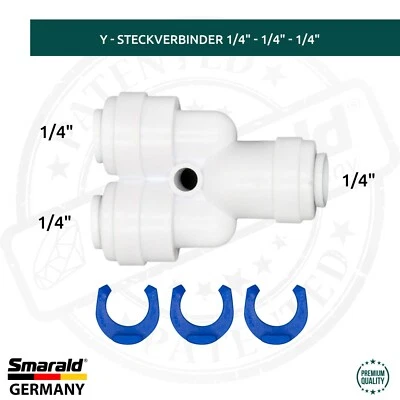 SMARALD® 3 - Wege Y - Steckverbinder 1/4" -1/4" -1/4" Schlauch Umkehrosmose Wasserfilter