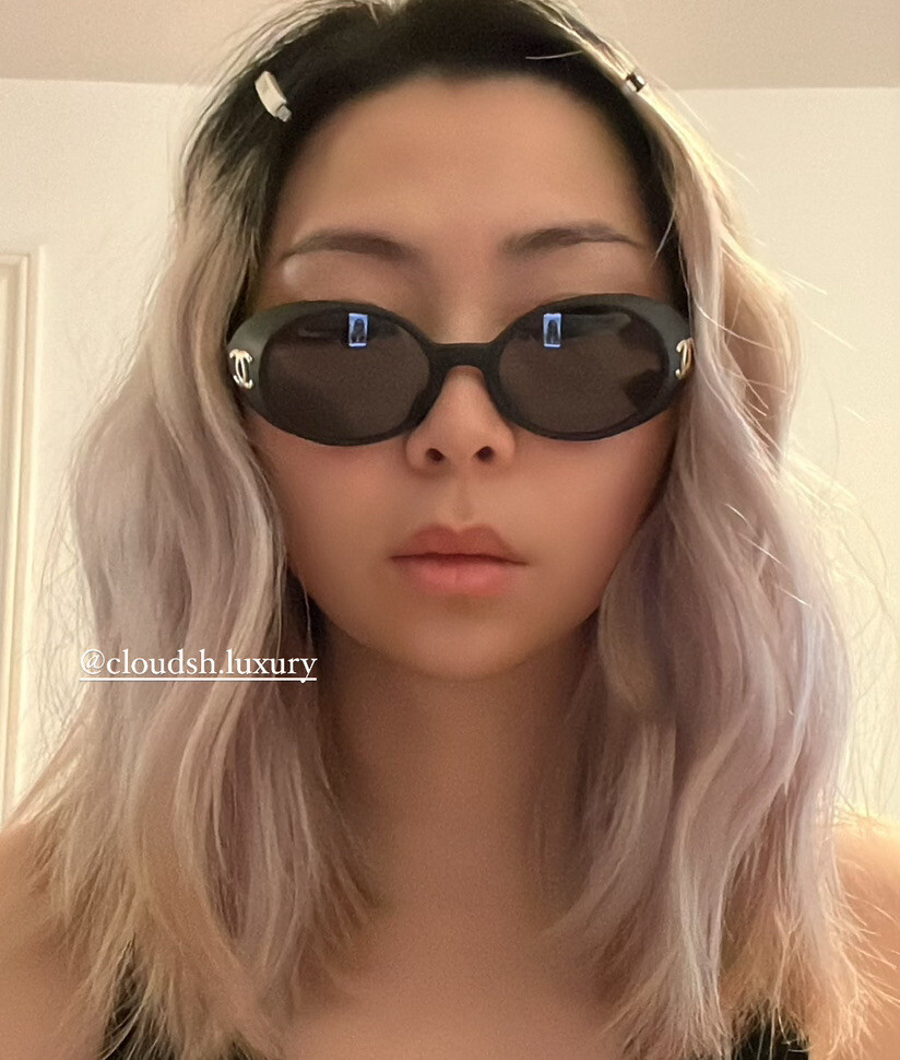 Auth Chanel 1990's Black Oval Goggle Gold CC Logo Sunglasses Auth Chanel 1990's Black Oval Goggle Gold CC Logo Sunglasses