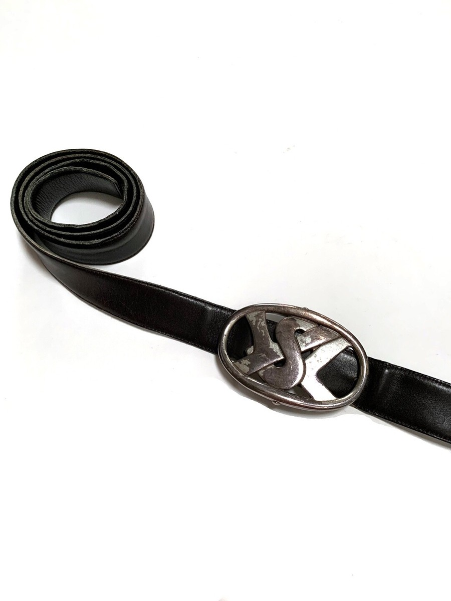 Yves Saint Laurent スタッズベルト Vintage Yves Saint Laurent Retro Belt Enamel YSL Logo Clamp