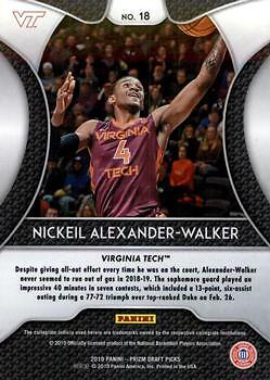 Nickeil Alexander-Walker 2019 Prizm Draft Picks - RC #18 - Virginia Tech - Picture 2 of 2