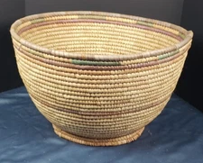 Vintage Large Bamboo Bentwood Rattan Wicker Basket 21" Diameter