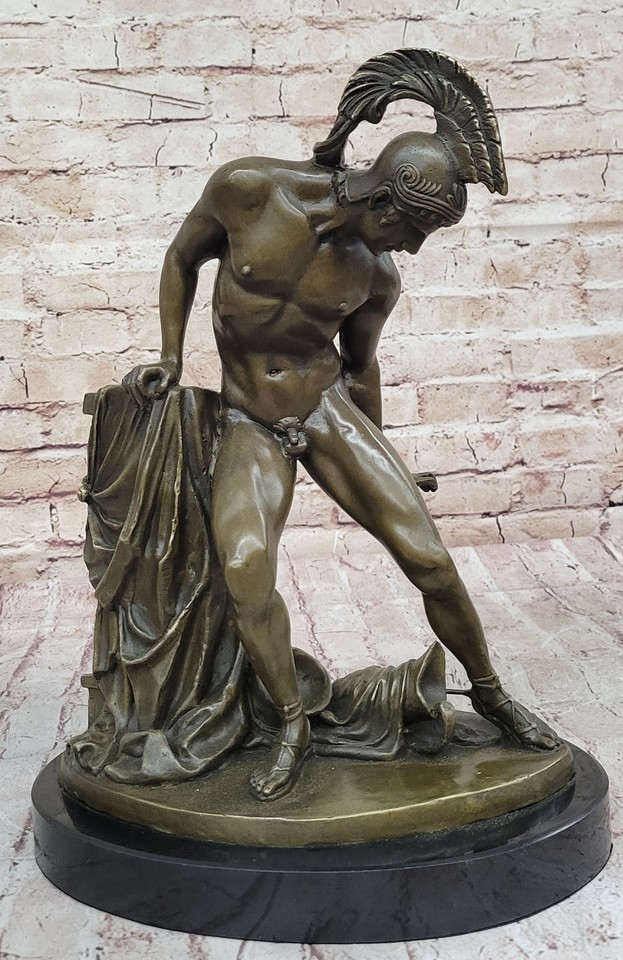 Large Signed Dino Decarlo Greek Warrior Spartan Bronze Statue Sculpture