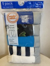 Wonder Nation  Boys Boxer Briefs 5-Pair Underwear Cotton Tag Free  XL 14-16 