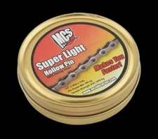 MCS SUPER LIGHT HOLLOW PIN BMX RACING CHAIN 1/2" X 3/32" x 116L SILVER