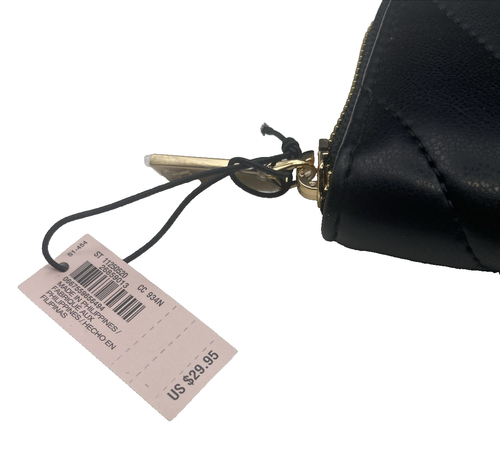 Victoria's Secret Small Wallet with Zip Black Chevron NWT 4.5"w 3.5"h 1" deep - Picture 2 of 10