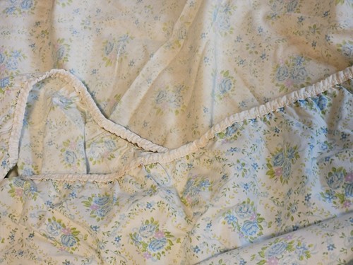Floral FULL SIZE Sheets Set VINTAGE Sears PERMA PREST Fitted Flat No Pillowcase - Picture 4 of 7