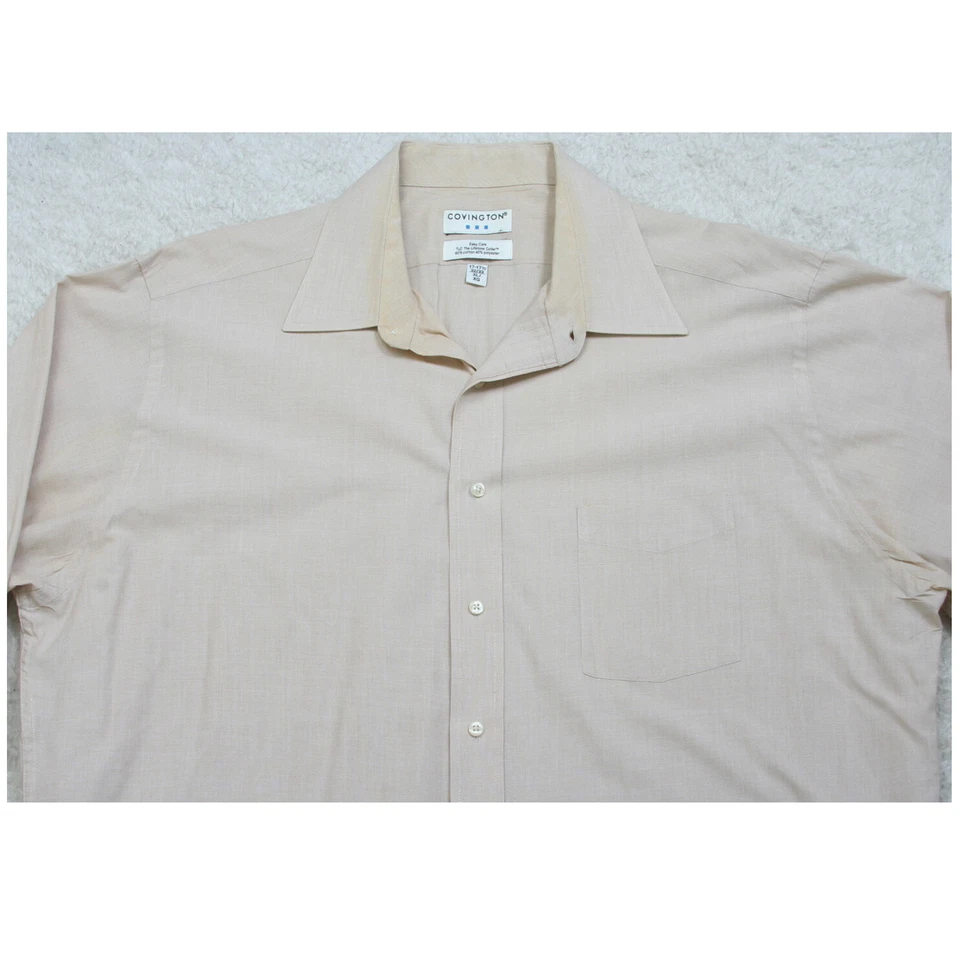 Covington 米色男式正装衬衫棉涤纶长袖 XL 17.5 33 1270 — 第 2/4 张图片