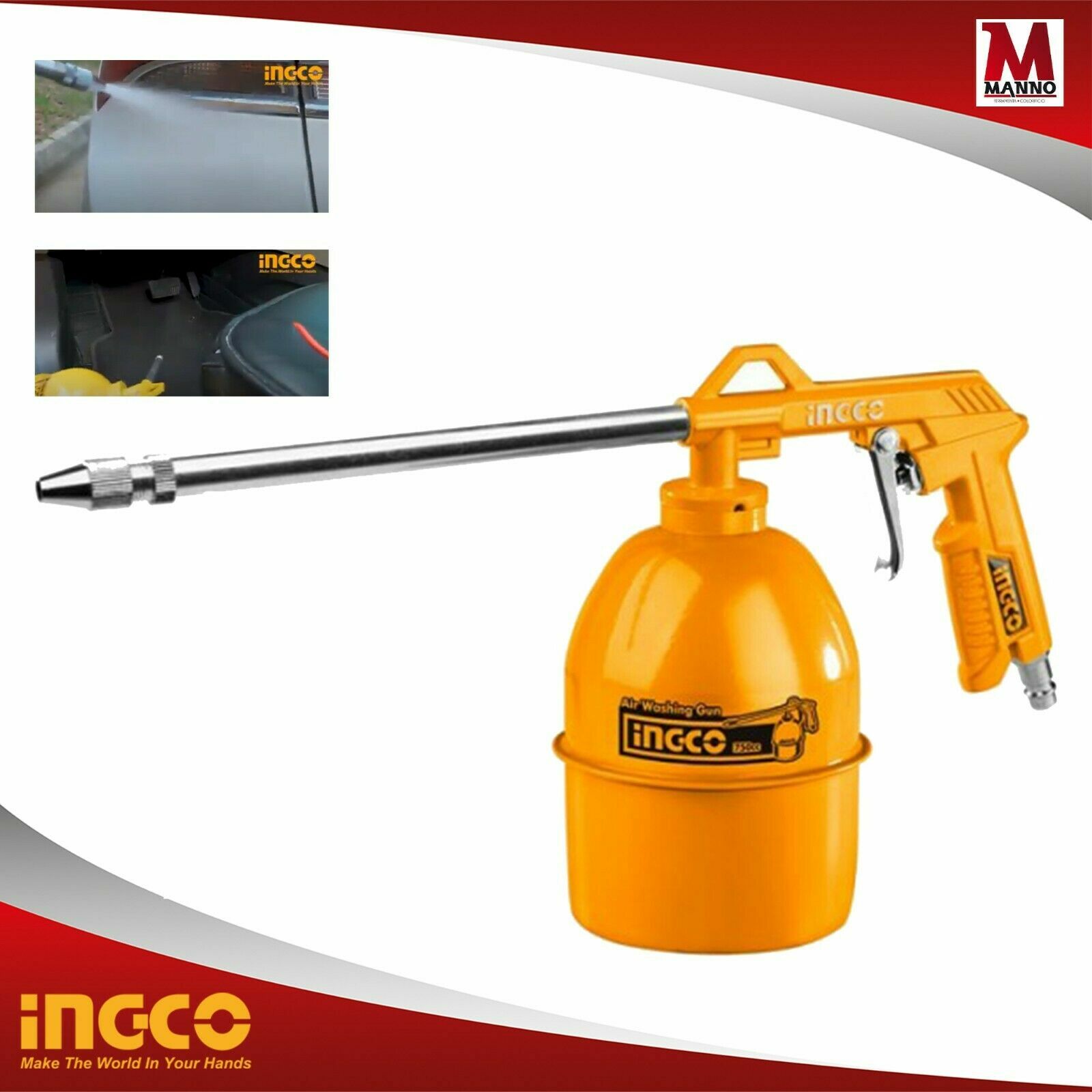 Ingco AWG1001 PISTOLA DA LAVAGGIO AD ARIA COMPRESSA per compressore 750 cc 4 Bar