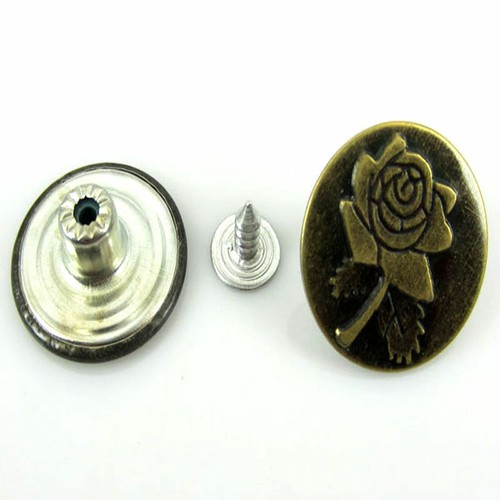 Druckknöpfe für Jeans alt gebräunt Blume Metallmuster 20 Sets 20 x 8 mm - Bild 2 von 3