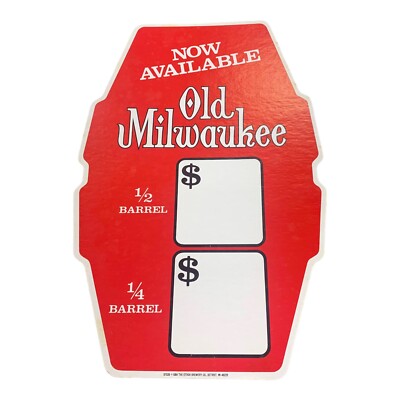 Vintage Old Milwaukee Beer Barrel Keg Price Sign Easel Point of Sale Store 1984
