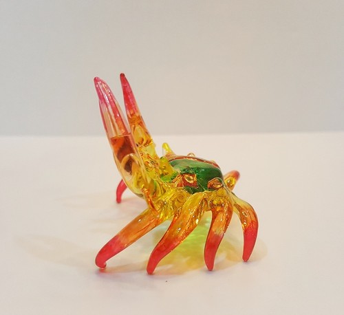 Colorful Crab8 Figurine Art Hand Blown Clear Glass Mini Collect Animal Gift Deco - Picture 6 of 11