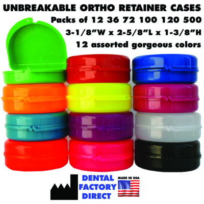 Dental Retainer Box Orthodontic Appliance Guard Snap Closure, 12-500 Cases - USA
