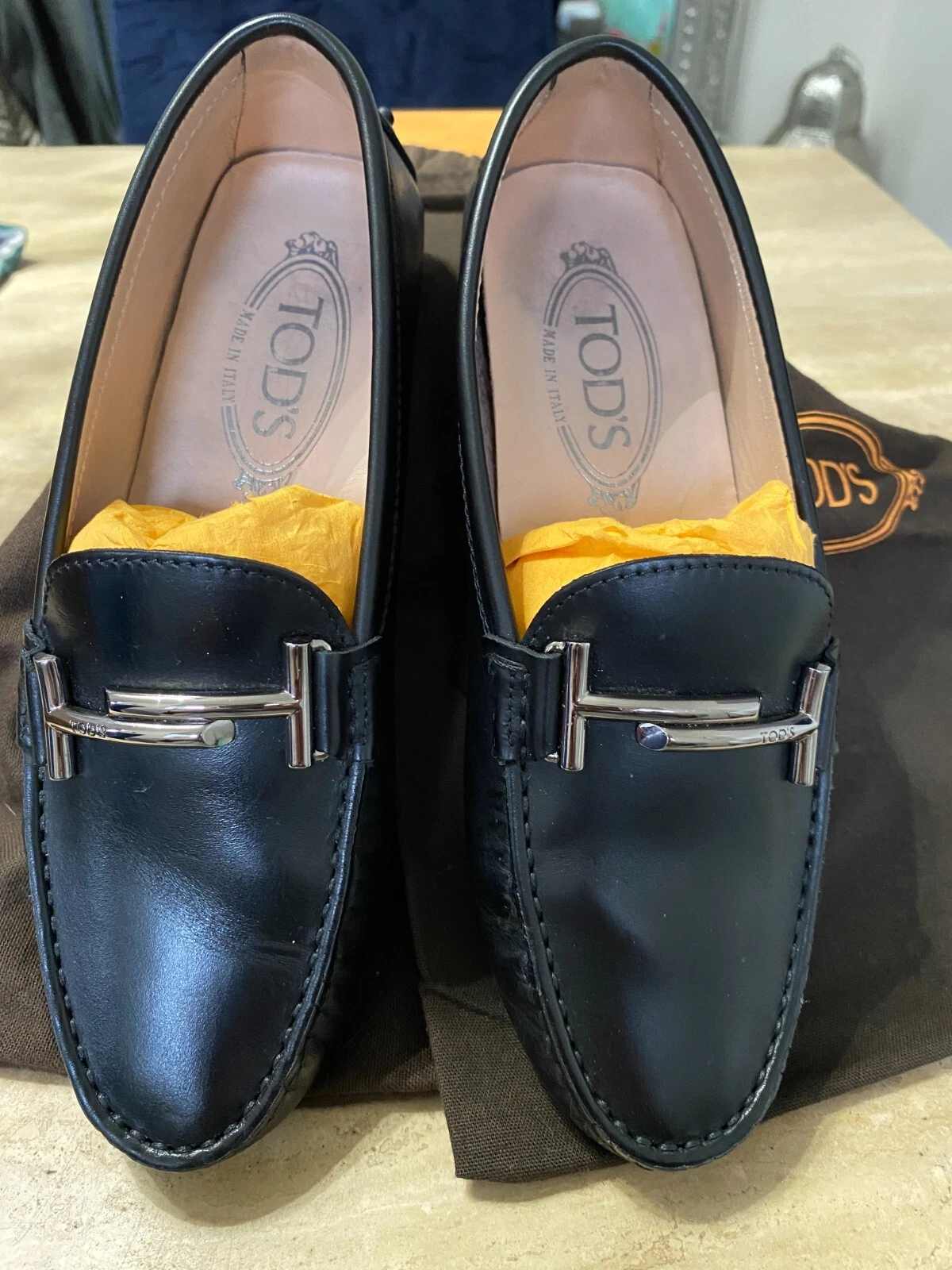 TOD’S Mocassini nuovi con scatola TODS GOMMINI Maxi Doppia in pelle nera UK 3 5 IT 36 £470