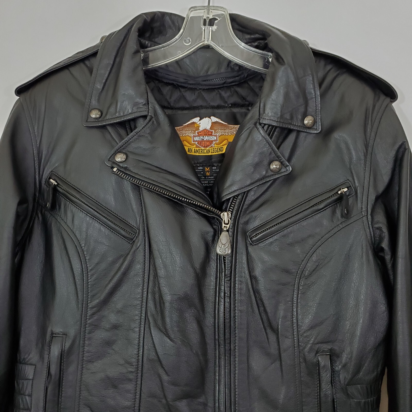 Harley Davidson Motorcycle Leather Jacket Quilted Lin… Gem