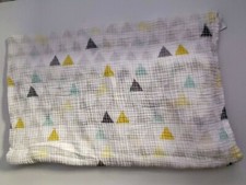 Cloud Island Triangle Print Baby Swaddle Blanket Muslin White Yellow Gray Green