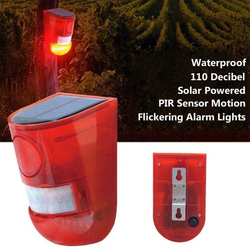 Luz de alarma solar impermeable luz de advertencia estroboscópica sensor de movimiento inalámbrico exterior - Imagen 3 de 9