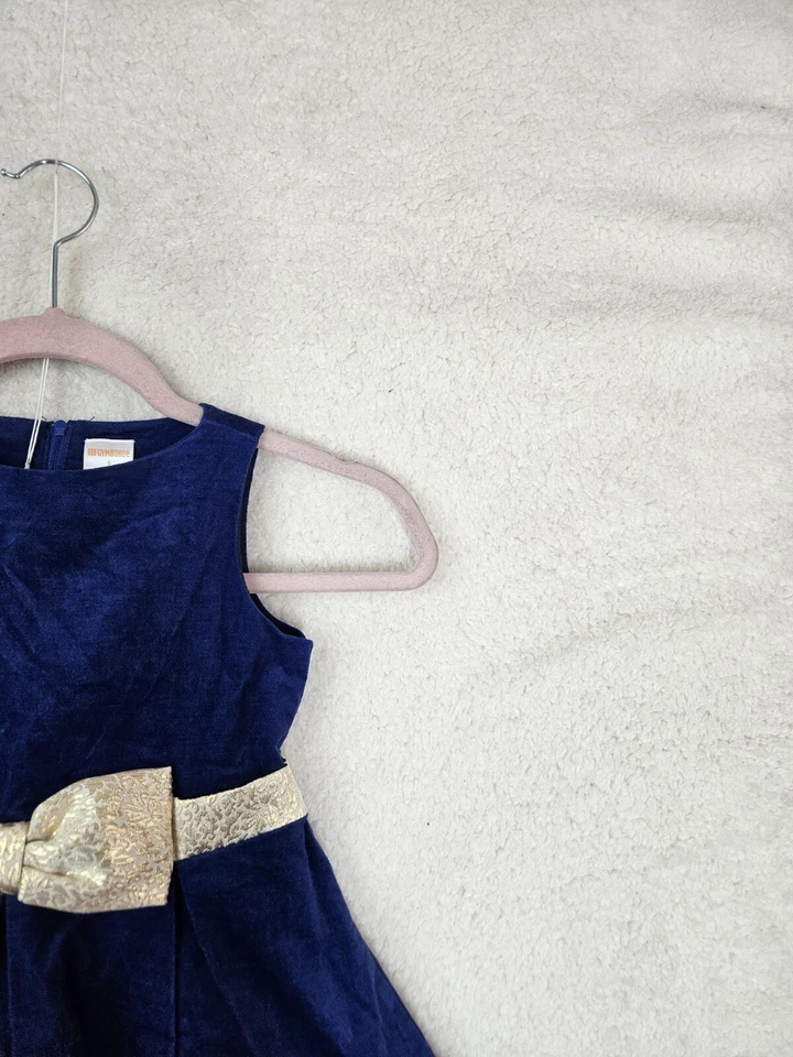 Vestido Gymboree Niñas 5 Azul Mezcla Algodón Sin Mangas Terciopelo Ajuste Acampanado Fiesta Foto 3 de 4