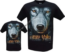 Wolf Pack Native American Indian Eagle Biker T- Shirt Front & Back Print M - 3XL